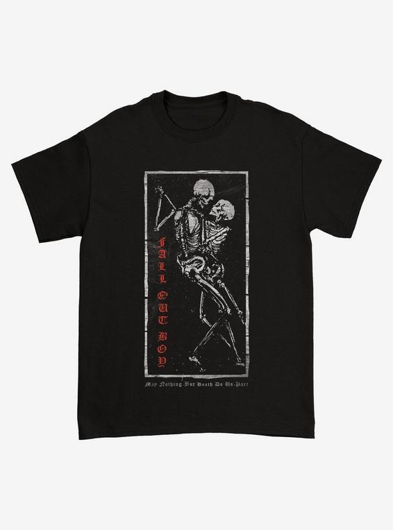 hot topic Fall Out Boy Dancing Skeletons T-Shirt BLACK