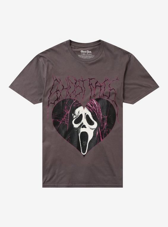 hot topic Ghost Face Heart Electric Girls T-Shirt PINK
