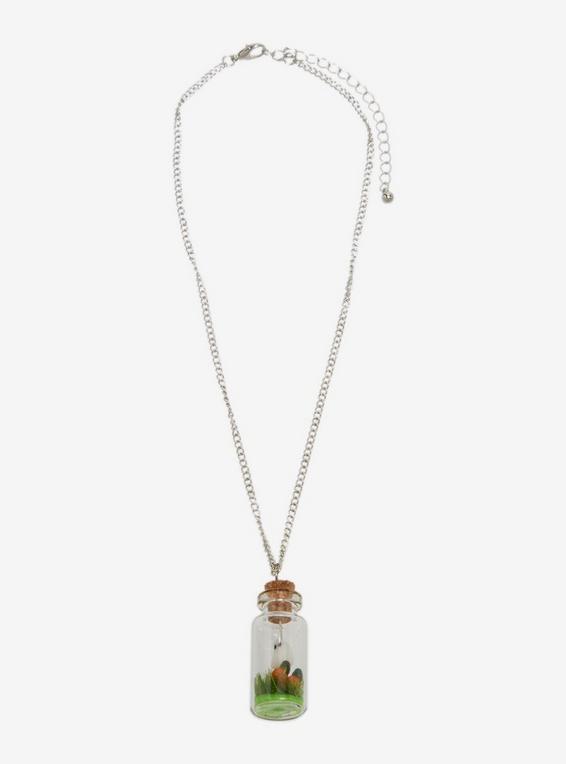 Hot Topic Ghost Pumpkin Patch Glass Jar Pendant Necklace
