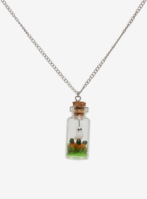 Hot Topic Ghost Pumpkin Patch Glass Jar Pendant Necklace
