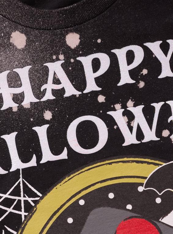 Hot Topic Hello Kitty Happy Halloween Glitter Splatter T-Shirt MULTI