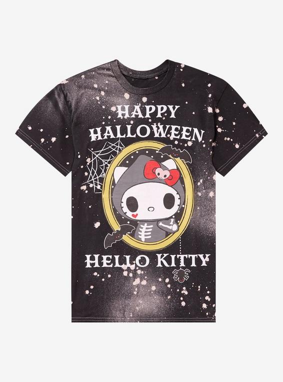 hot topic Hello Kitty Happy Halloween Glitter Splatter T-Shirt MULTI