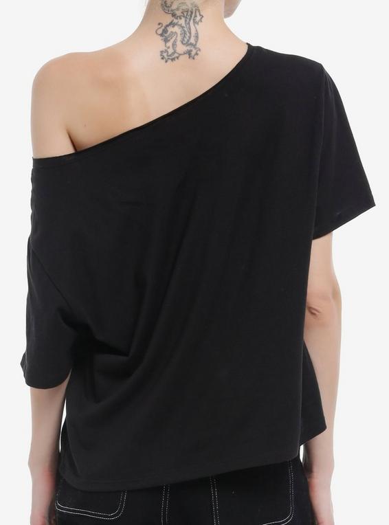 Hot Topic Hello Kitty Spiderweb Off-Shoulder Girls T-Shirt