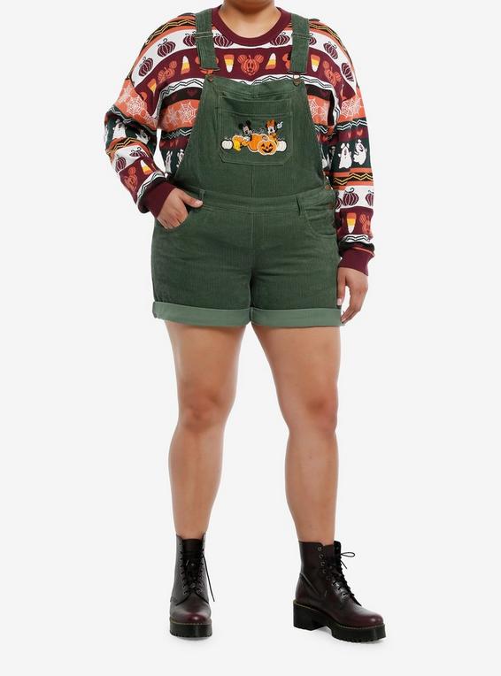 Hot Topic Her Universe Disney Mickey Mouse & Minnie Mouse Corduroy Shortalls Plus Size MULTI