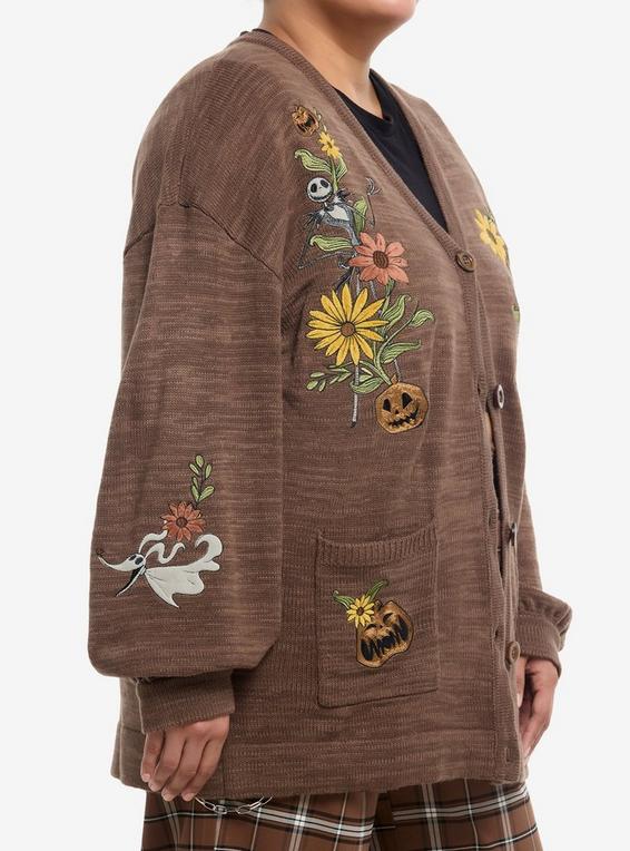 Hot Topic Her Universe The Nightmare Before Christmas Jack & Sally Fall Floral Girls Cardigan Plus Size MULTI