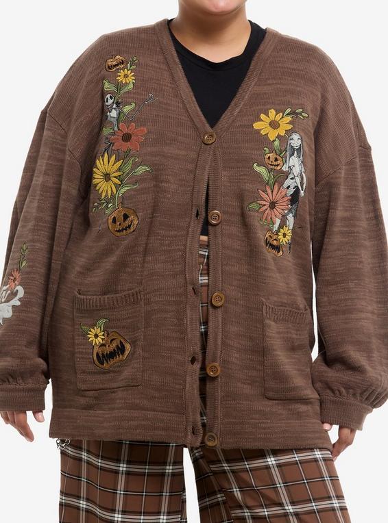 hot topic Her Universe The Nightmare Before Christmas Jack & Sally Fall Floral Girls Cardigan Plus Size MULTI