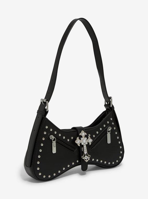 Hot Topic Black Cross Stud Shoulder Bag