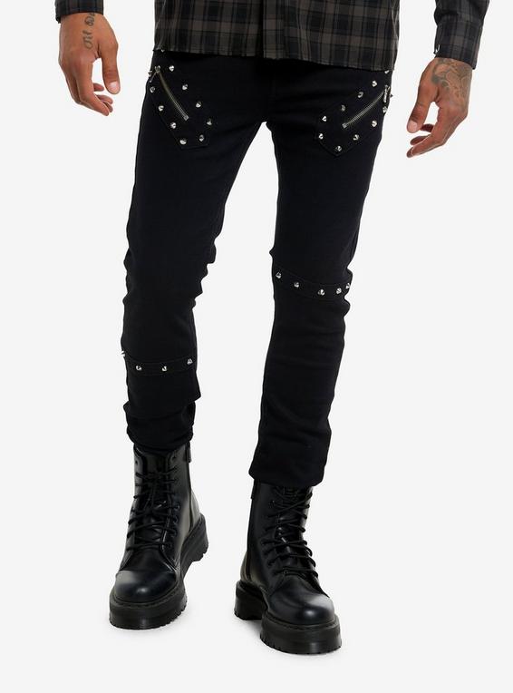 hot topic Black Studded Stinger Jeans BLACK