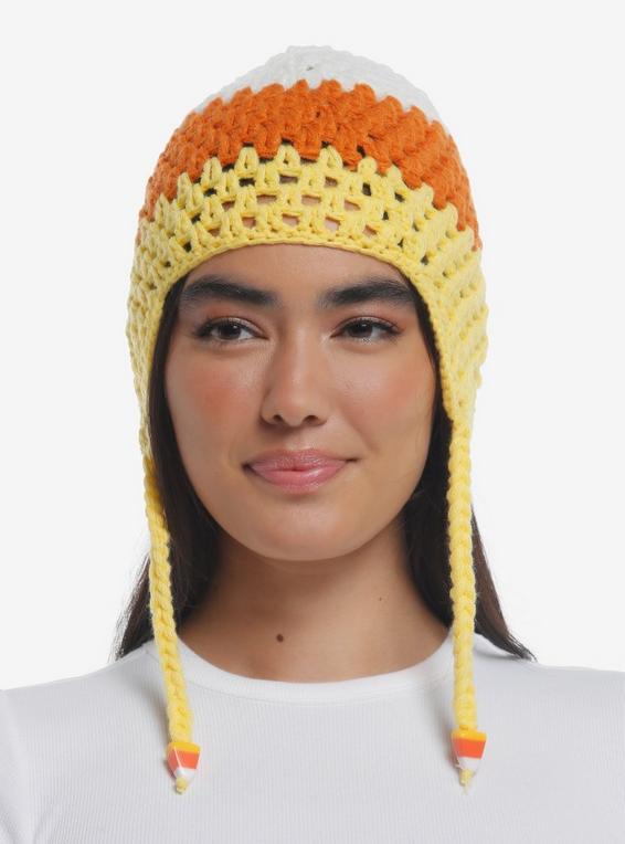 hot topic Candy Corn Knit Tassel Beanie
