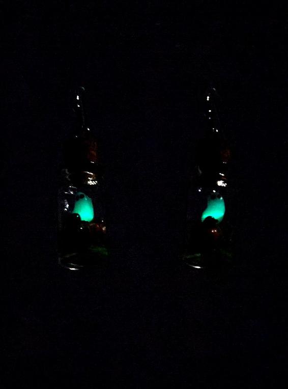 Hot Topic Ghost Pumpkin Patch Glass Jar Earrings