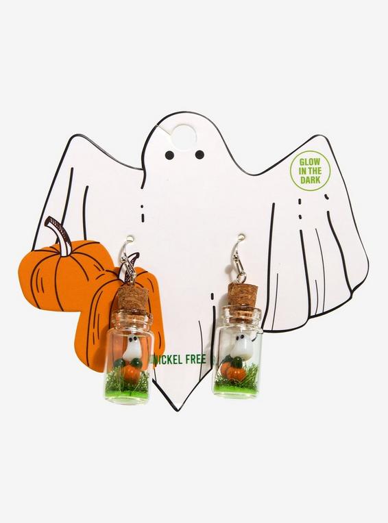 hot topic Ghost Pumpkin Patch Glass Jar Earrings