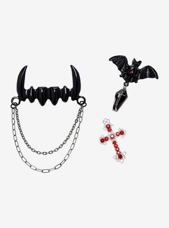 Hot Topic Goth Vampire Brooch Pin Set