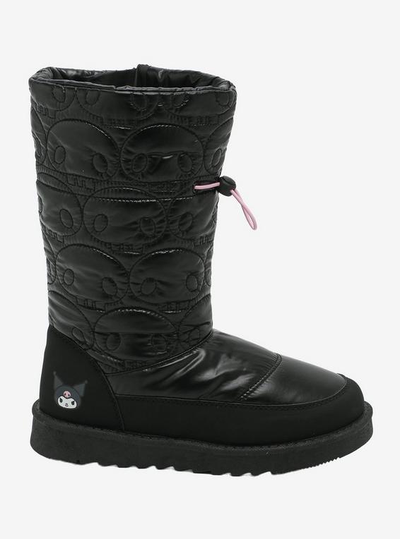 Hot Topic Kuromi Skull Black Puffer Boots MULTI