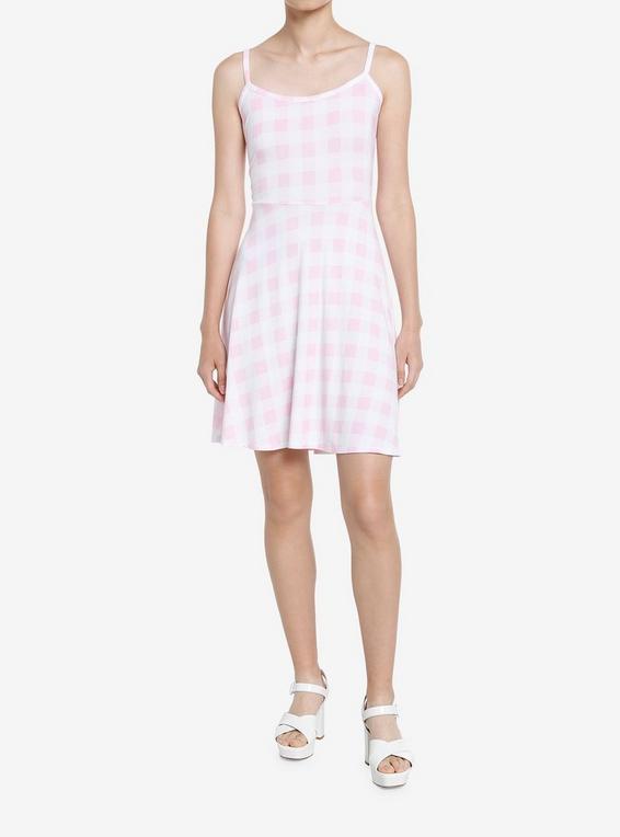 Hot Topic Pastel Pink Gingham Mini Dress MULTI