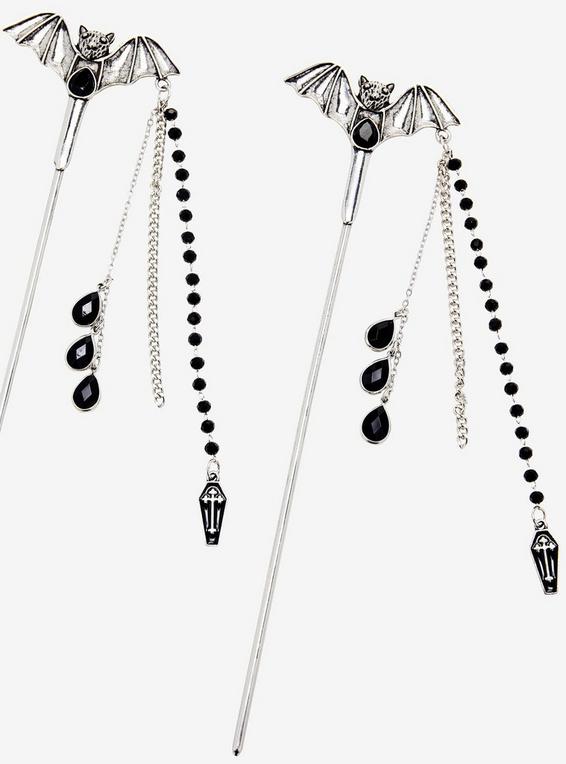 Hot Topic Vampire Bat Chain Hair Sticks