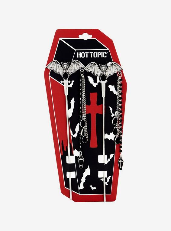 hot topic Vampire Bat Chain Hair Sticks