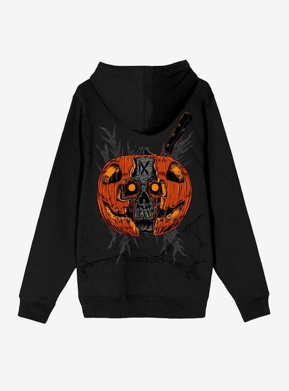 Hot Topic Ice Nine Kills Skull Jack-O'-Lantern Hoodie BLACK