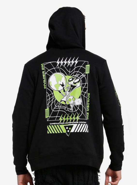 Hot Topic Invader Zim Stripe Reversible Hoodie MULTI