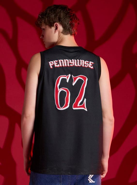Hot Topic IT Pennywise Forest Face Basketball Jersey NAVY