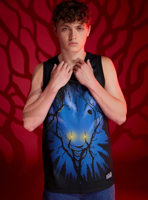 hot topic IT Pennywise Forest Face Basketball Jersey NAVY