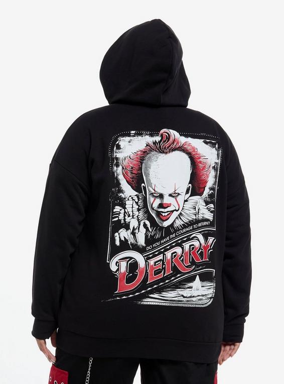 Hot Topic IT Pennywise Patches Girls Oversized Hoodie Plus Size MULTI