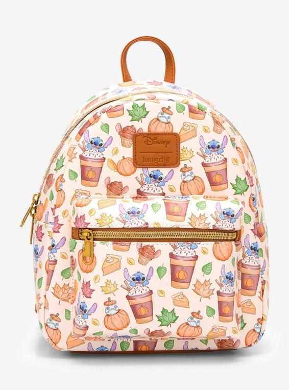 hot topic Loungefly Disney Stitch Pumpkin Spice Latte Mini Backpack