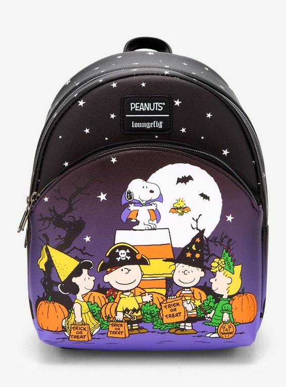 hot topic Loungefly Peanuts Halloween Trick-Or-Treat Mini Backpack