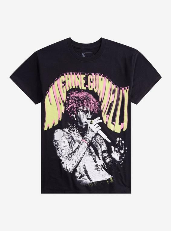 hot topic Machine Gun Kelly Pink Hair Portrait T-Shirt BLACK