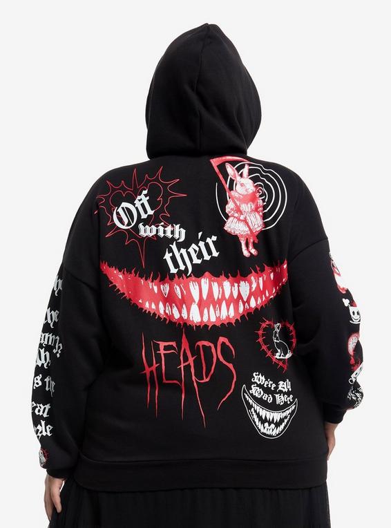Hot Topic Mad Tea Party White Rabbit Girls Hoodie Plus Size RED