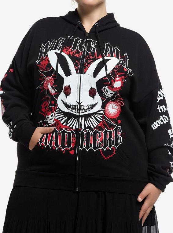 hot topic Mad Tea Party White Rabbit Girls Hoodie Plus Size RED