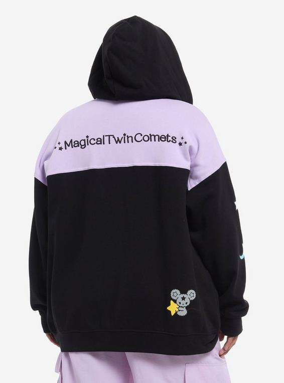 Hot Topic Magical Twin Comets Grommet Strap Color-Block Girls Oversized Hoodie Plus Size BLACK