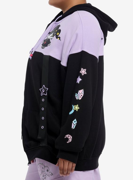 Hot Topic Magical Twin Comets Grommet Strap Color-Block Girls Oversized Hoodie Plus Size BLACK