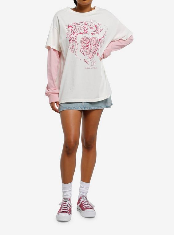 Hot Topic Melanie Martinez Fairy Rib Cage Long-Sleeve Twofer BRIGHT WHITE