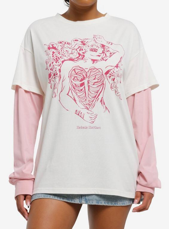 hot topic Melanie Martinez Fairy Rib Cage Long-Sleeve Twofer BRIGHT WHITE
