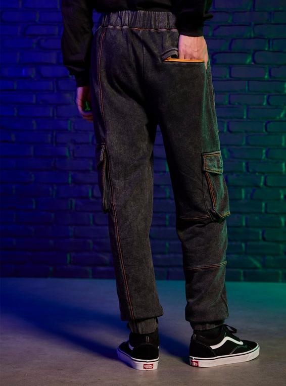 Hot Topic Our Universe The Nightmare Before Christmas Pumpkin King Dark Wash Jogger Sweatpants GREY