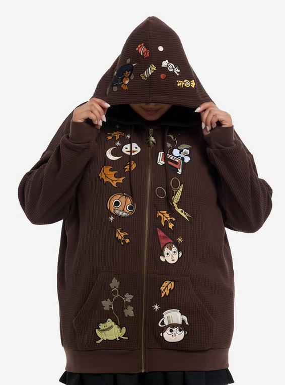 hot topic Over The Garden Wall Icons Girls Oversized Thermal Hoodie Plus Size MULTI