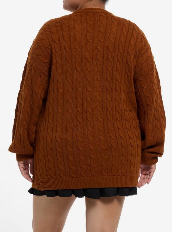 Hot Topic Peanuts Halloween Cable Knit Girls Cardigan Plus Size MULTI