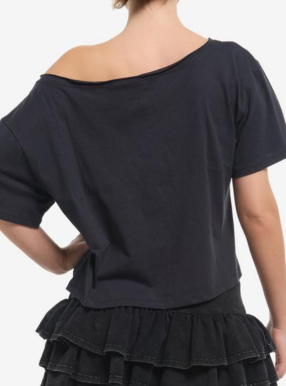 Hot Topic Sleep Token Roses Off-Shoulder Girls T-Shirt BLACK