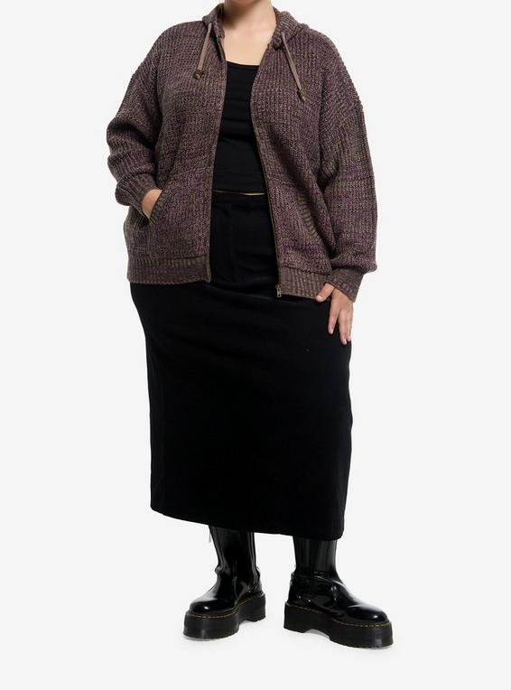 Hot Topic Social Collision Purple & Green Knit Girls Hoodie Plus Size MULTI