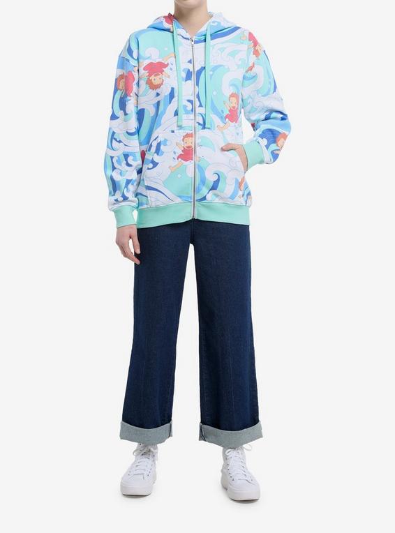 Hot Topic Studio Ghibli® Ponyo Wave Print Girls Hoodie MULTI