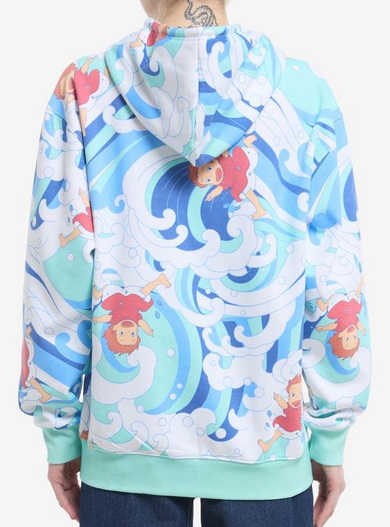 Hot Topic Studio Ghibli® Ponyo Wave Print Girls Hoodie MULTI
