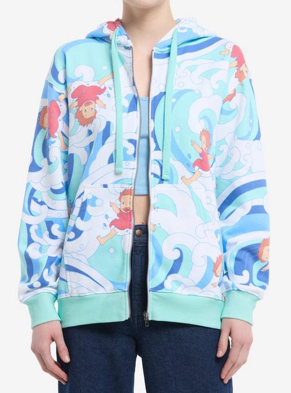 hot topic Studio Ghibli® Ponyo Wave Print Girls Hoodie MULTI