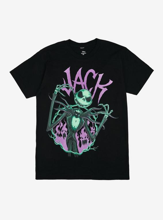 hot topic The Nightmare Before Christmas Jack Skellington Flames Girls T-Shirt MULTI