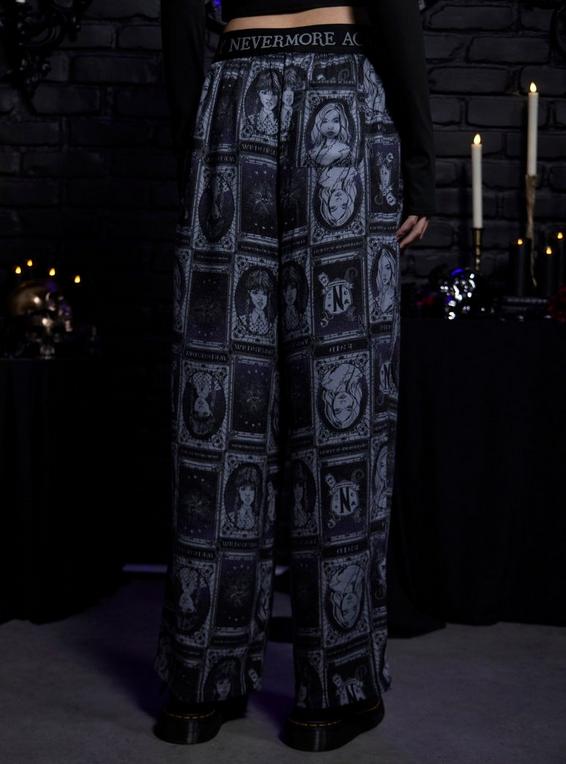 Hot Topic Wednesday Character Tarot Card Girls Pajama Pants BLACK