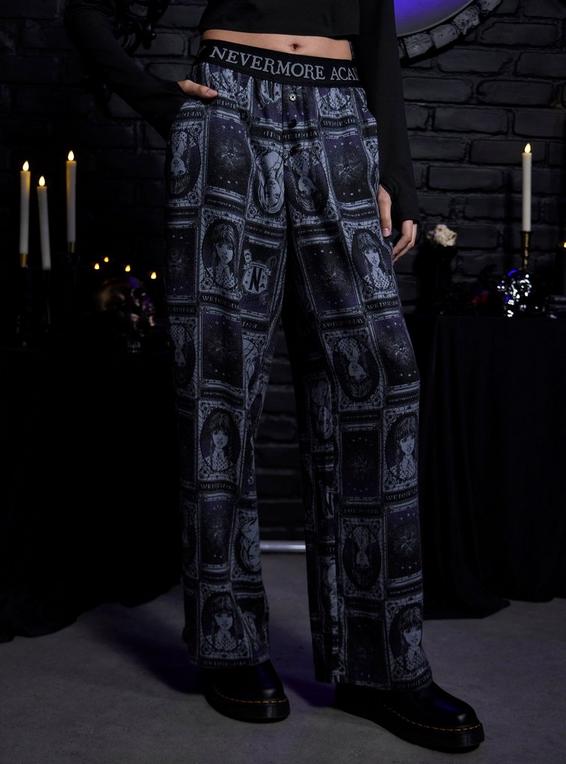hot topic Wednesday Character Tarot Card Girls Pajama Pants BLACK
