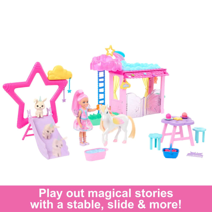 Hot Wheels Barbie A Touch Of Magic Chelsea Doll Playset With Baby Pegasus Winged Horse Toys