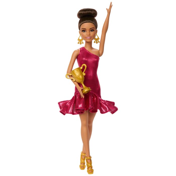 Hot Wheels Barbie Ballroom Dancer Fashion Doll With Brown Styled Hair Dancing Trophy Accessory