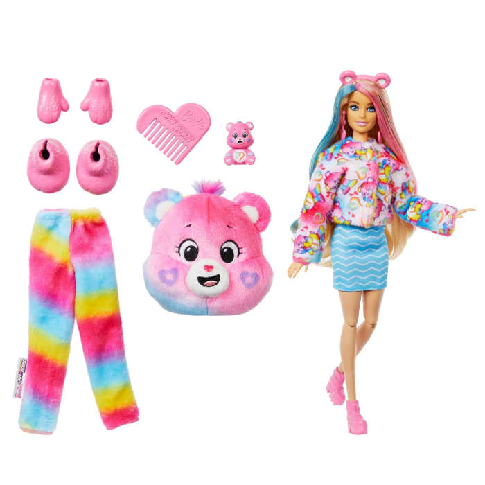 Hot Wheels Barbie Cutie Reveal Care Bears Doll & Accessories Series 2 Togetherness Bear With 10 Surprises