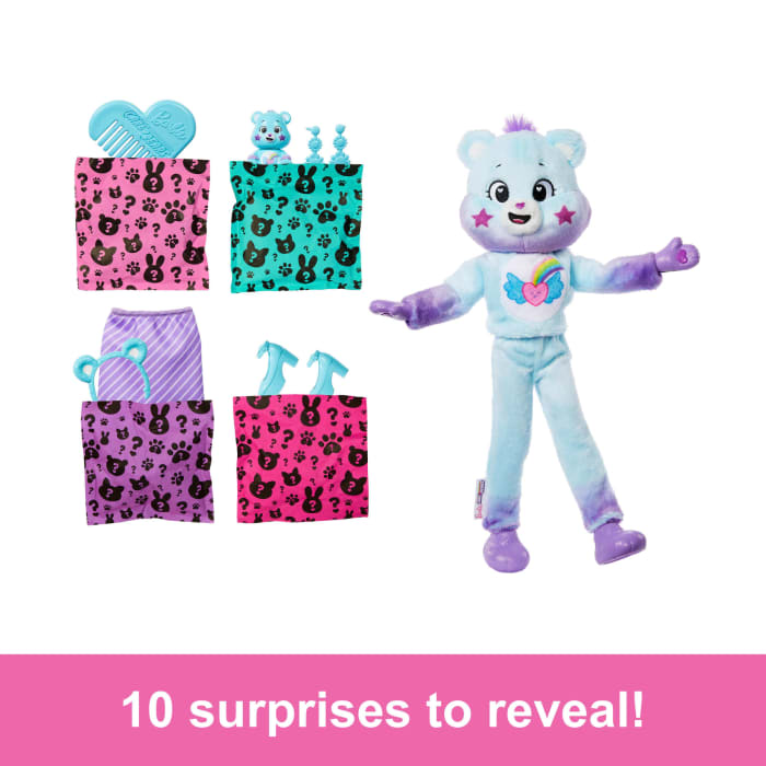 hot wheels Barbie Cutie Reveal Care Bears Doll & Accessories Series 2 Dream Bright Bear With 10 Surprises