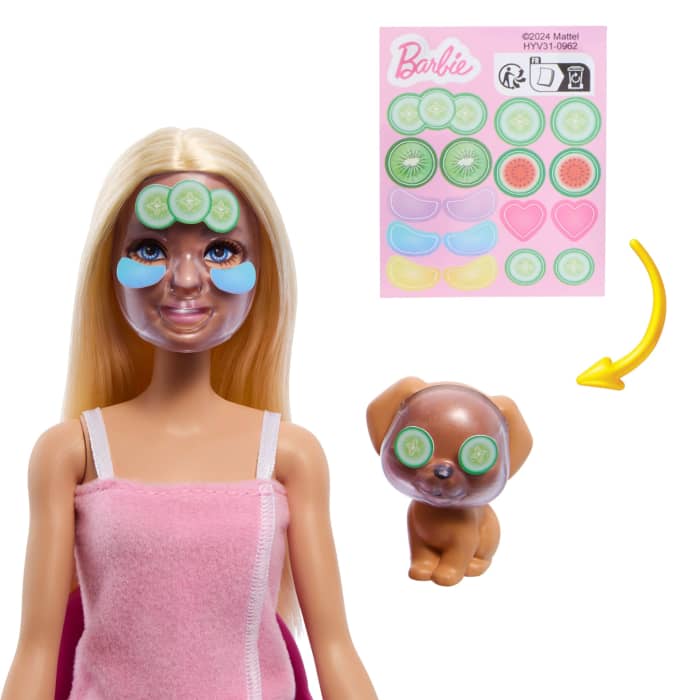 Hot Wheels Barbie Face Mask Toy Playset & Doll With 10+ Spa Accessories Including 3 Powder Packs To Make Dough Masks